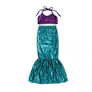 Wholesale kids clothes mermaid sequin printed romper baby girls jumpsuit