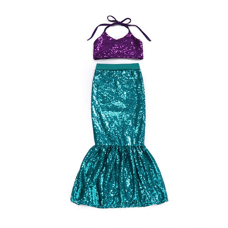 Wholesale kids clothes mermaid sequin printed romper baby girls jumpsuit