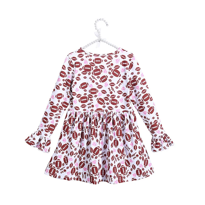 Kids Girl Sweet Color Casual Ruffle Long Sleeve Tunic Dress