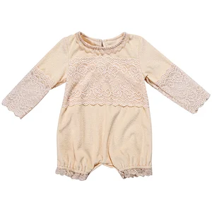 China W\holesale Baby Cotton  Romper toddler clothing Lace Terry Romper For Girl