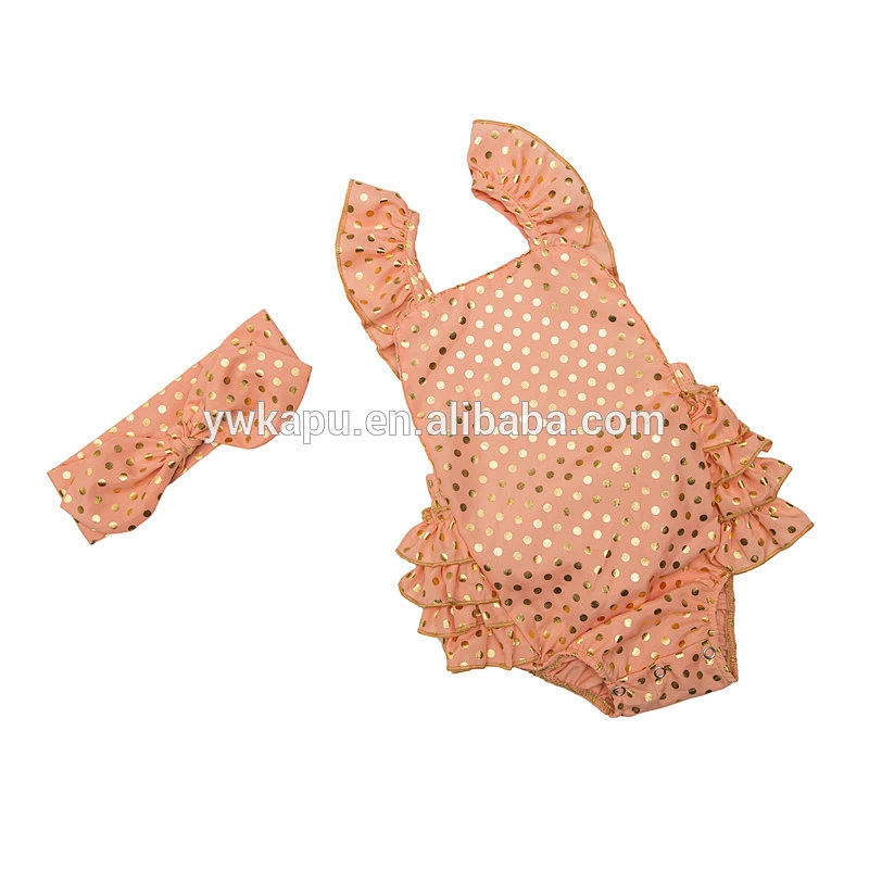 2018 the most fashionable cute baby seaside Bella romper fine bronzing dots high quality baby clothes with a lovely headband