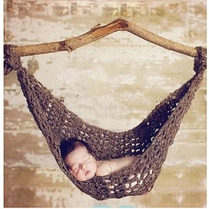 Newbron Photography Prop bed White Color Crochet Newborn Baby Knit Hammock