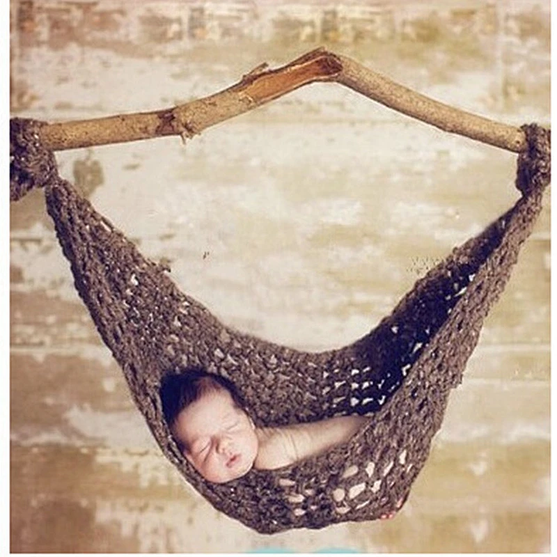 Newbron Photography Prop bed White Color Crochet Newborn Baby Knit Hammock
