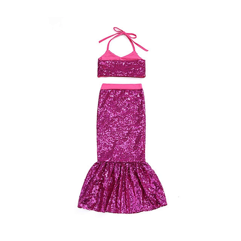 Wholesale kids clothes mermaid sequin printed romper baby girls jumpsuit