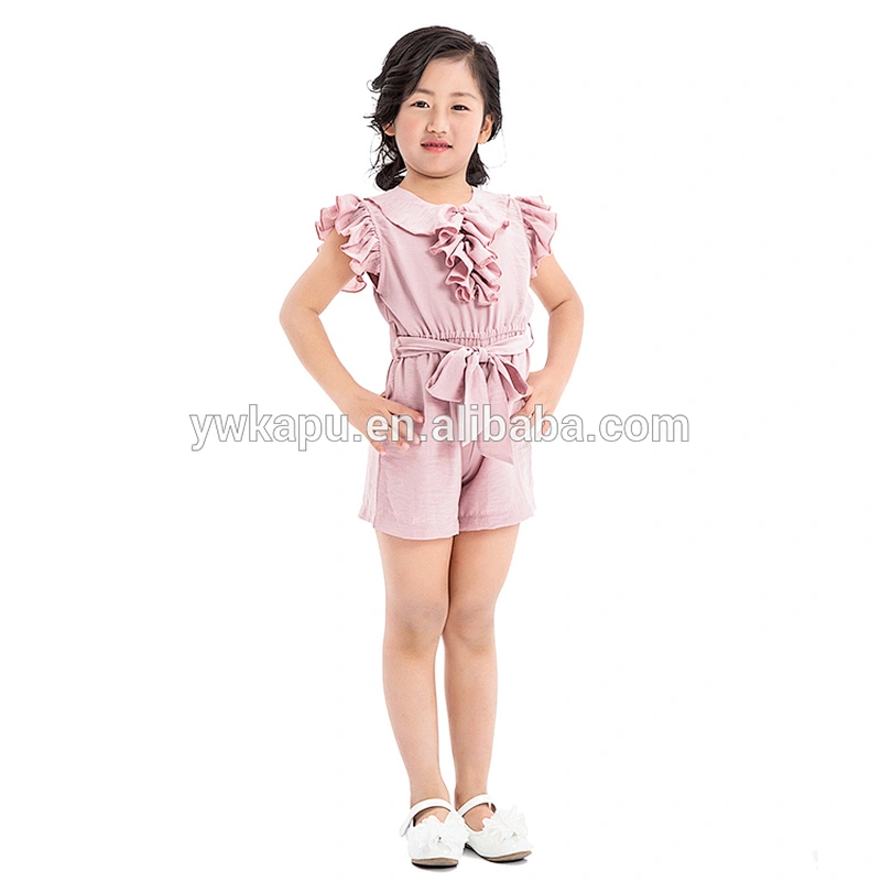 Baby Ruffled collar jumpsuit toddler Girls short sleeve falbala knitted climb romper