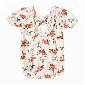 Newborn Kids Clothing Short Sleeve Romper Cotton Floral Printed Infant Baby Girl Bodysuits