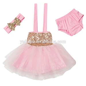 Wholesale multicolor sequin baby romper tutu sets with headband baby sequin dress