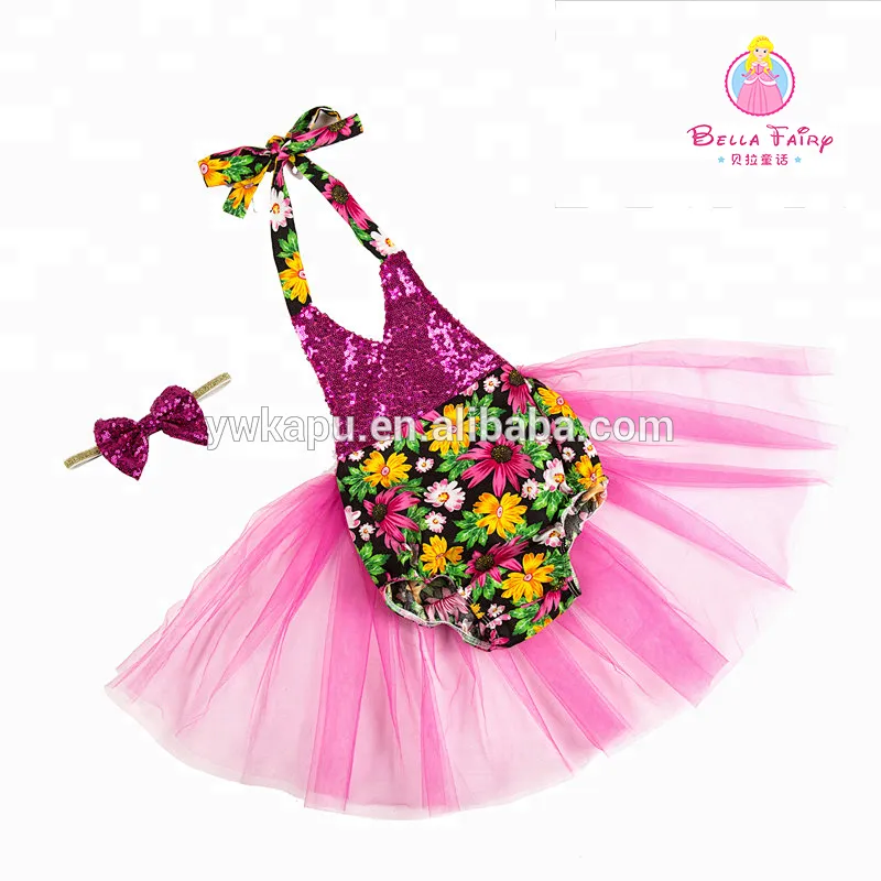 Kapu Factory wholesale high quality new style baby girl clothes sequin beach bubble romper tutu sets