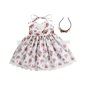2018 Wholesale fashion girl lace flower floral prints baby dress of baby clothing