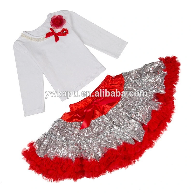 New designs baby christmas clothes, sequin pettiset kids clothing wholesale