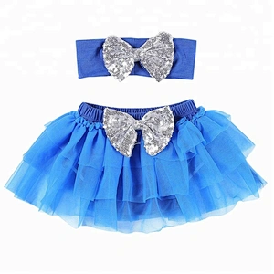 Fashion Design Solid Patriotic Pettiskirt Girls Fluffy Colorful Dancing Tutu Skirt