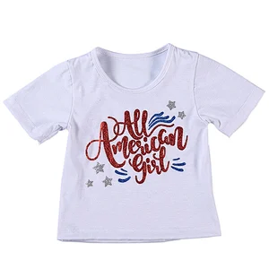 2019 Hot selling Girl 4th of July T-Shirt Baby Girl  Cotton Top Clothing Sweet Baby t-shirt