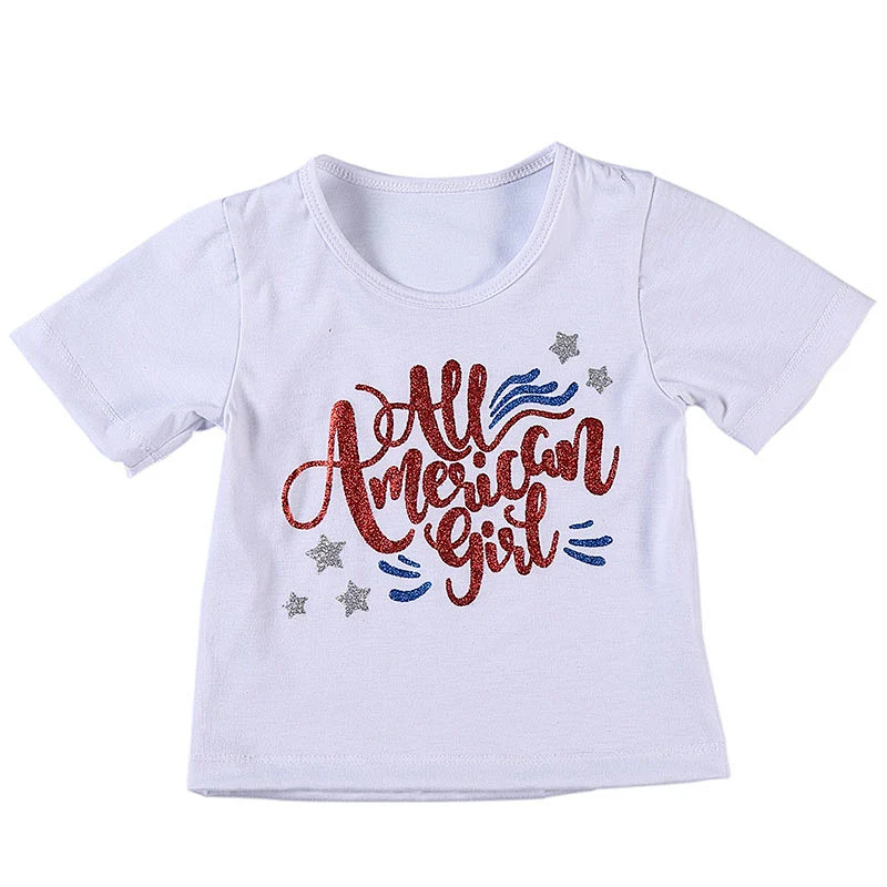 2019 Hot selling Girl 4th of July T-Shirt Baby Girl  Cotton Top Clothing Sweet Baby t-shirt