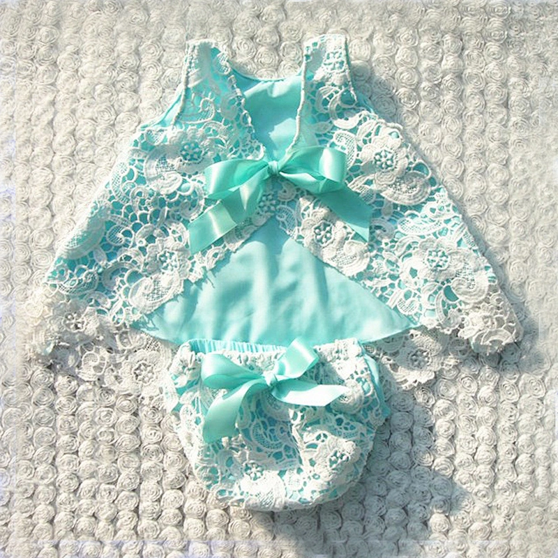 Boutique Baby Girl Summer Outfits Girls Ruffle Swing Top Set Toddlers Lace Summer Set Kids Outdoor Swing Back Top Set