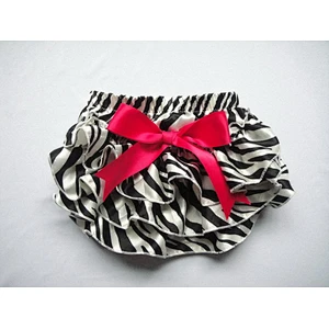 2018 Newest plain baby girl bloomers ruffle diaper cover satin floral print bloomers with bow