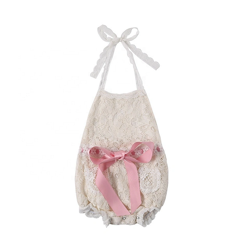 Cute Baby Girls Lace Backless Halter Rompers