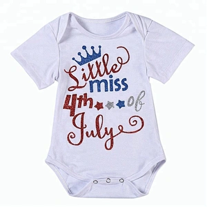 New Boutique Children Jumpsuit Patriotic Kid Summer Baby Short Sleeve Romper