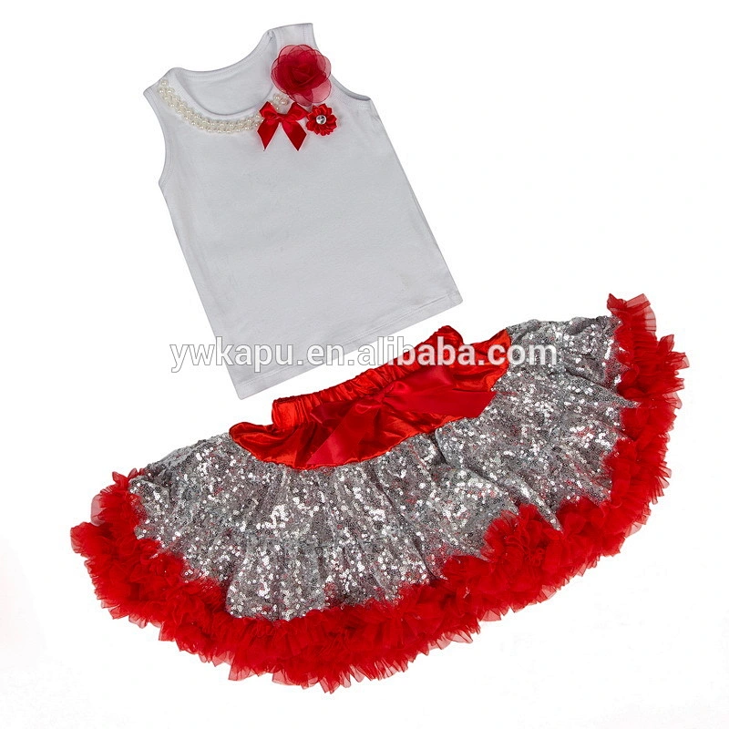 New designs baby christmas clothes, sequin pettiset kids clothing wholesale