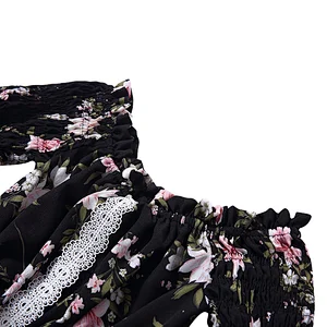 KAPU Wholesale Smoked printed flutter sleevs baby girl floral  Romper knit baby rompers