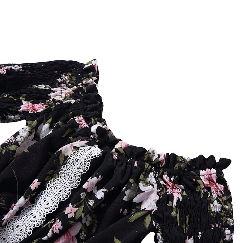 KAPU Wholesale Smoked printed flutter sleevs baby girl floral  Romper knit baby rompers