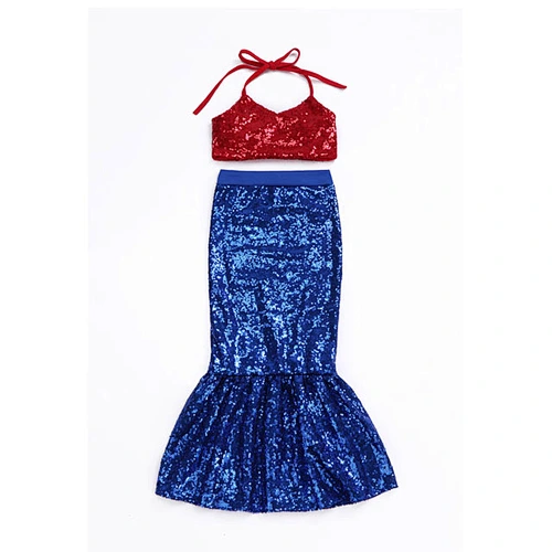 Wholesale kids clothes mermaid sequin printed romper baby girls jumpsuit