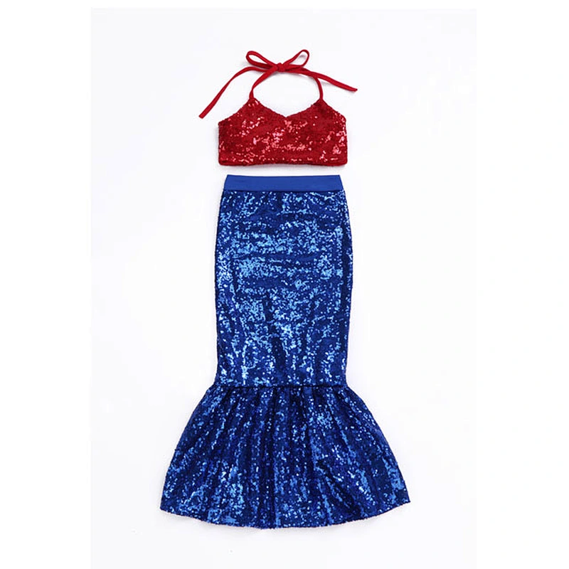 Wholesale kids clothes mermaid sequin printed romper baby girls jumpsuit