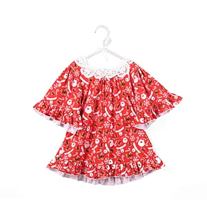 Wholesale Kids Ruffle Blouse with Bat Sleeve and Lace Collar Design