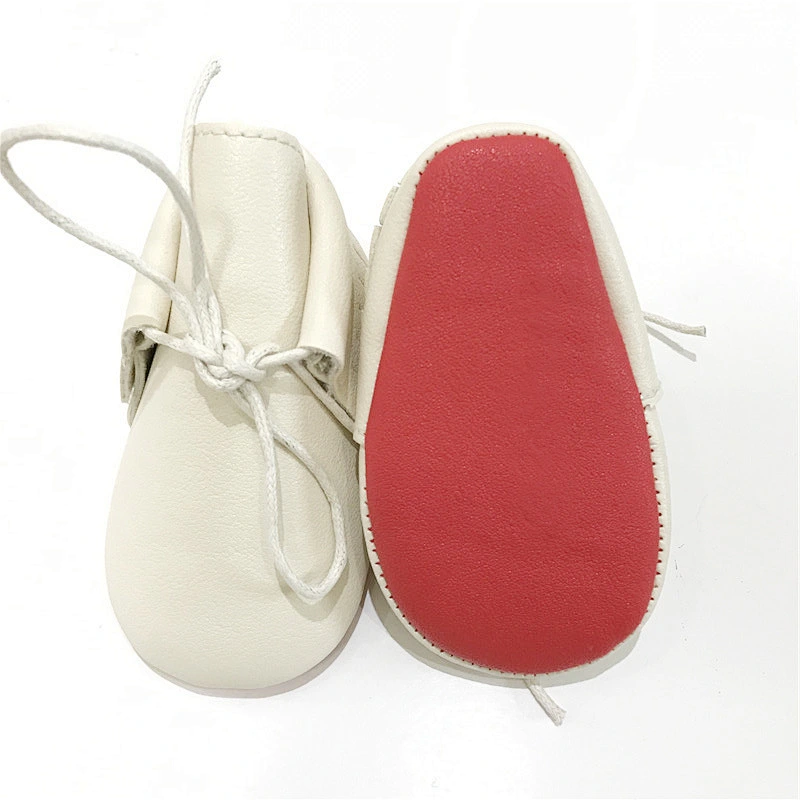 Wholesale Hot Sale Casual  Soft Sole Leather Baby Shoes White  Lace-up Tassel Toddler Shoes For Girl