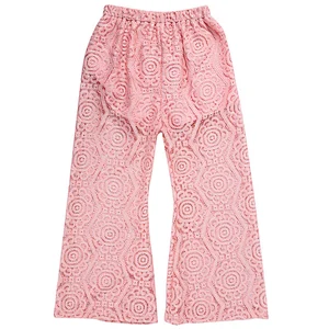 New arrival custom baby girls lace trousers pants wide leg