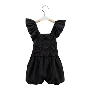 New style solid color lace  print rompers boutique rompers for girls