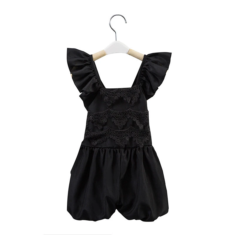 New style solid color lace  print rompers boutique rompers for girls