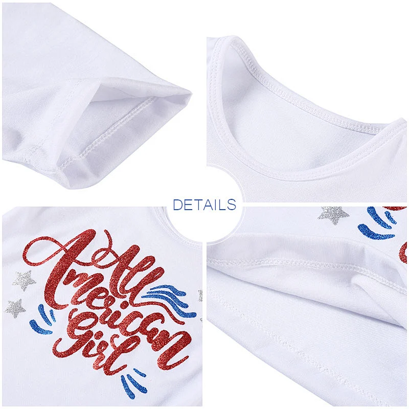 2019 Hot selling Girl 4th of July T-Shirt Baby Girl  Cotton Top Clothing Sweet Baby t-shirt