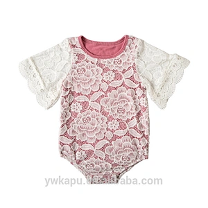 Princess summer boutique girls clothes romper sweet white lace baby cotton romper