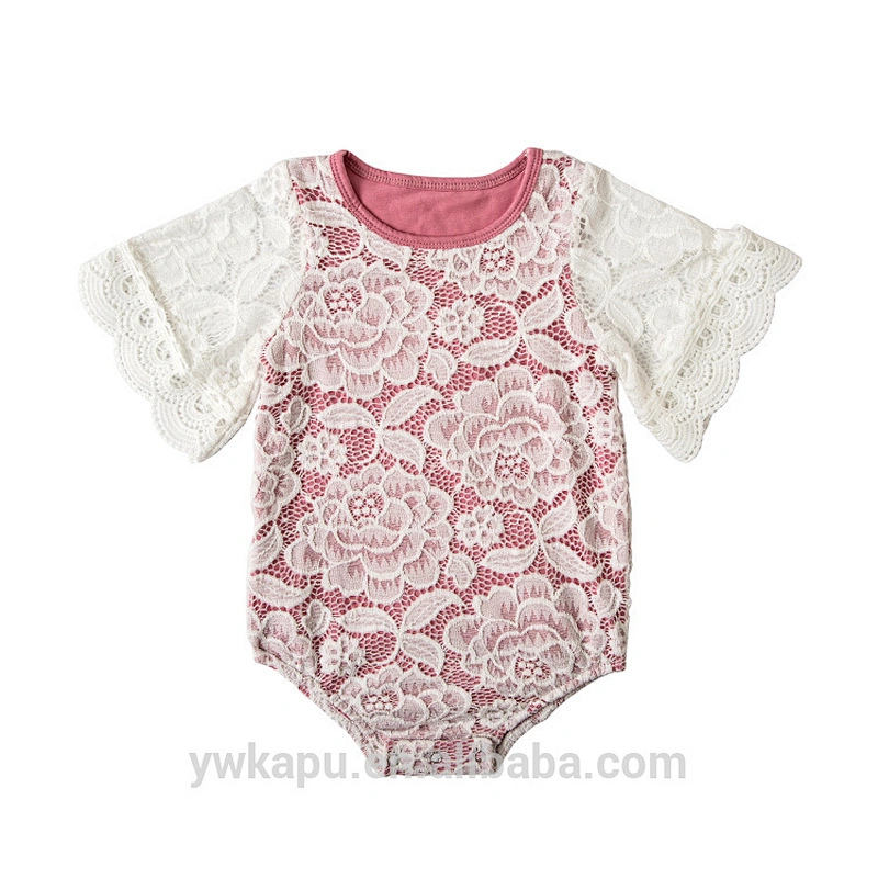 Princess summer boutique girls clothes romper sweet white lace baby cotton romper