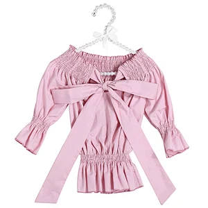 2019 Fashion Wholesale Baby Girl Summer Clothes Kid Bow Knot Smocking Children Top For Girl