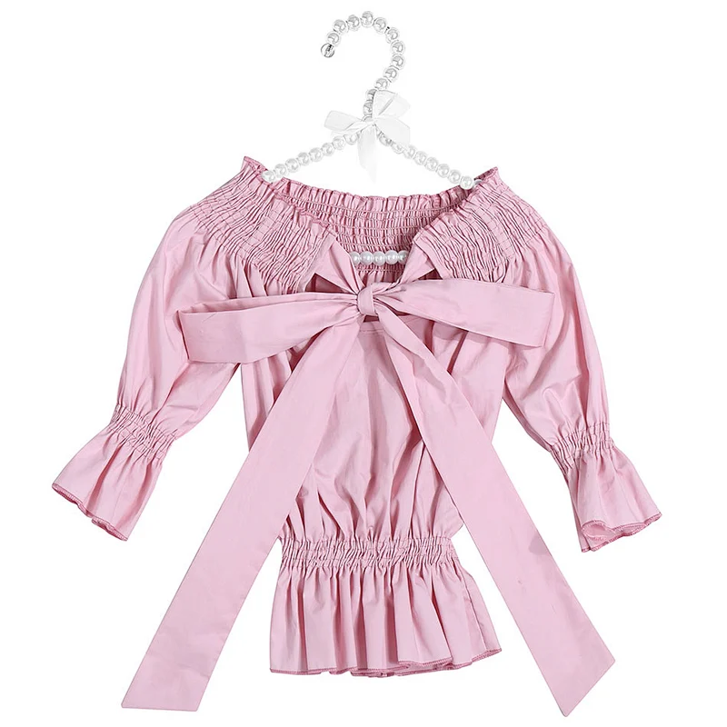 2019 Fashion Wholesale Baby Girl Summer Clothes Kid Bow Knot Smocking Children Top For Girl