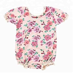 2018 Vintage Floral Baby Clothes Romper Baby Girl Summer Romper With Bow Decoration