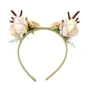Party Flower Decoration  Animal Headband Custom Christmas Cat Ears Deer Antler Headband