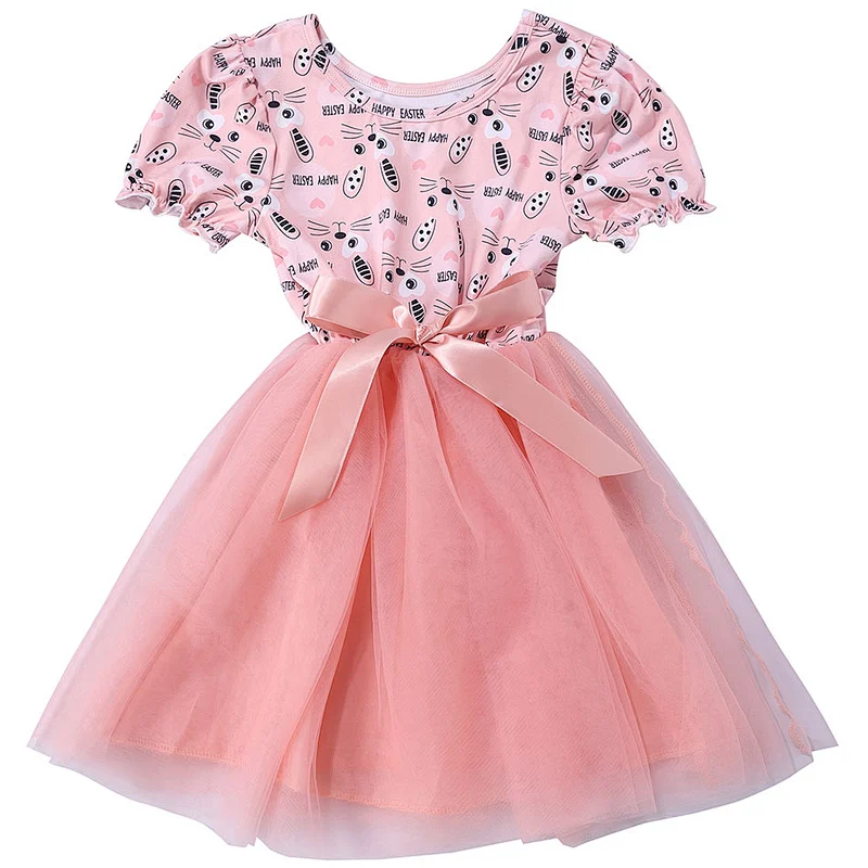 2019 Fashion design Easter day cotton rabbit bunny girls boutique dress