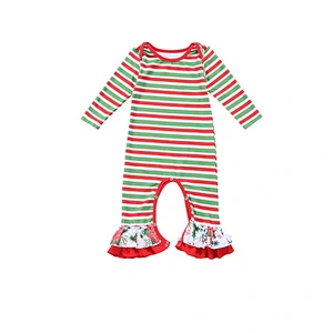 Hot sale Christmas boutique children's girls christmas ruffled clothing set