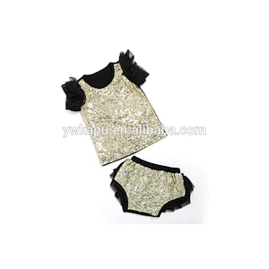 2018 New latest style kids clothes sets wholesale baby 2 pieces sequin outfits ruffle chevron design