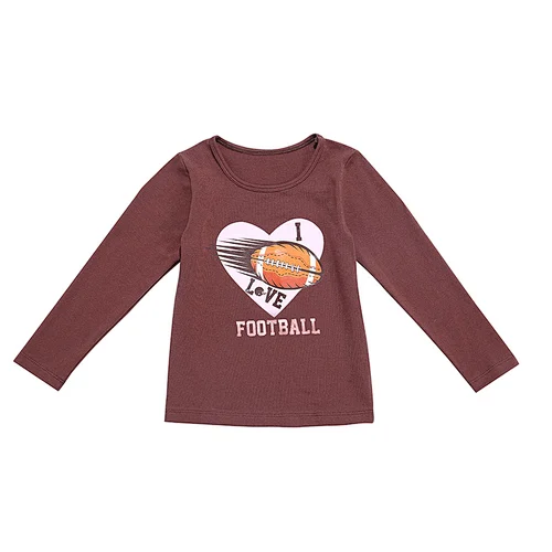 Children Boys Cute Football Print Cotton Long Sleeve T Shirt