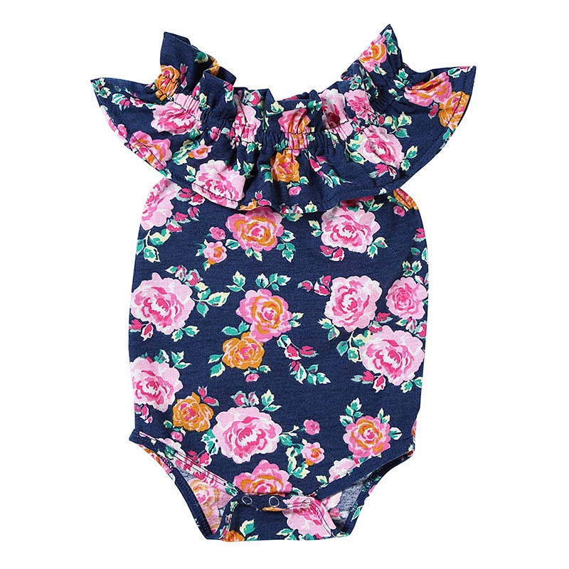Top quality boutique Toddler cotton sleeveless  baby floral  girl romper