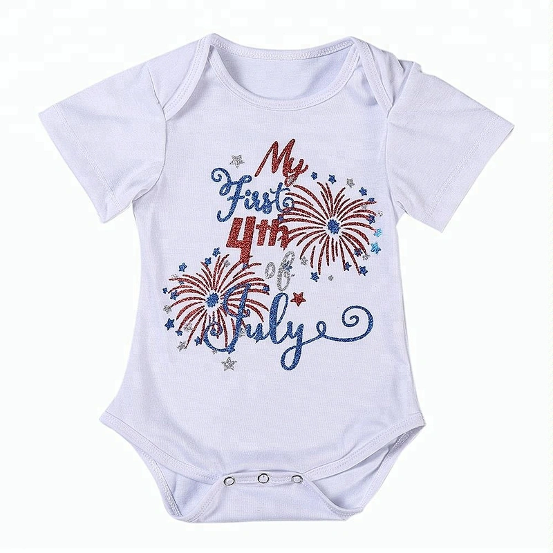 High quality baby 4th of July clothes boutique summer wear toddler rompers