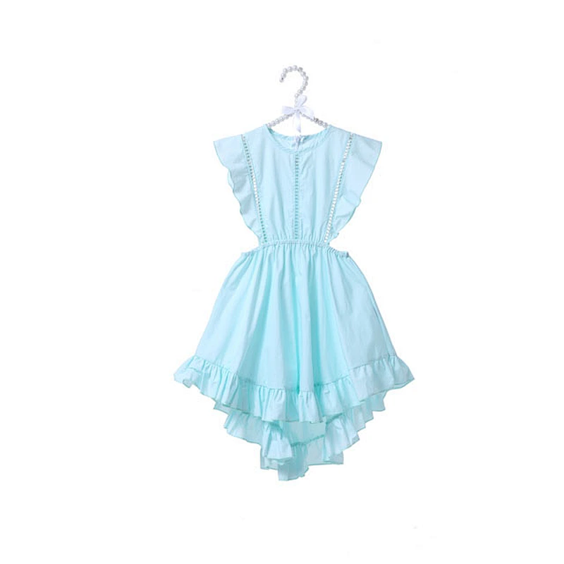 High quality baby girl baby girl unique cotton blue frock design girls dress