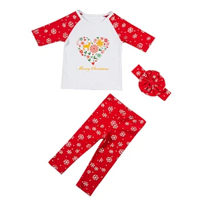 Bulk wholesale Baby autumn clothes long sleeve kids clothing set for christmas
