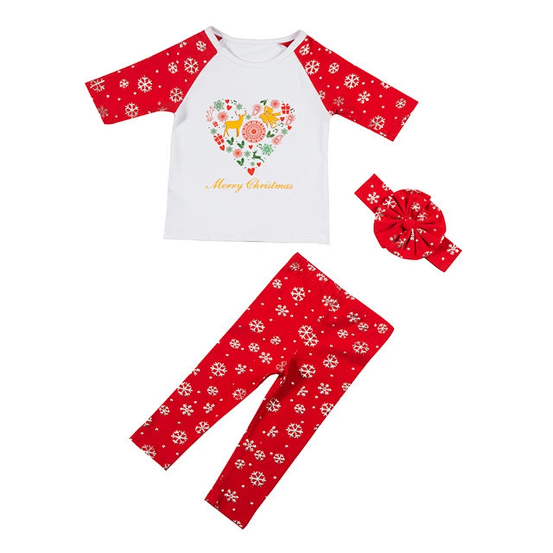 Bulk wholesale Baby autumn clothes long sleeve kids clothing set for christmas