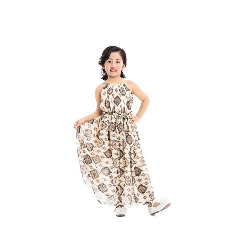 Girls Dress 2018 Spring Autumn Chiffon Geometric  Colorful Sweet Dress