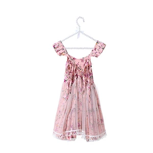 Factory Price Summer Children Clothing Rainbow Flower Baby Girl Summer Dress