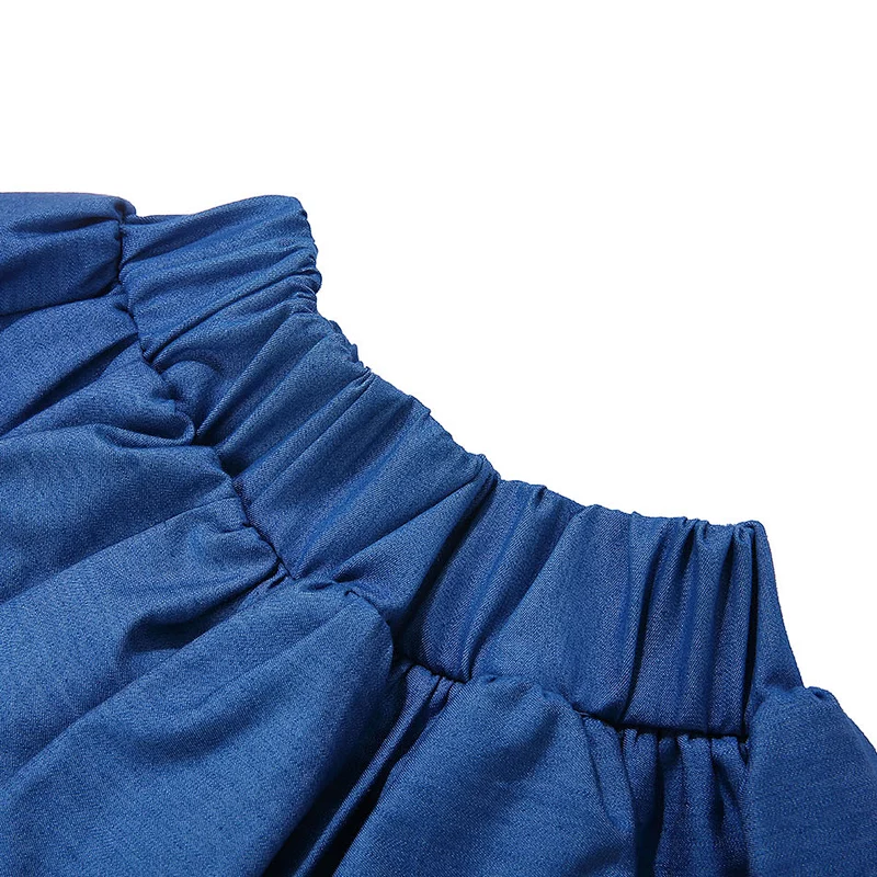 Wholesale Hot Sale Kid Elastic Waist  Skirt Baby Girl Denim Pompoms Skirts
